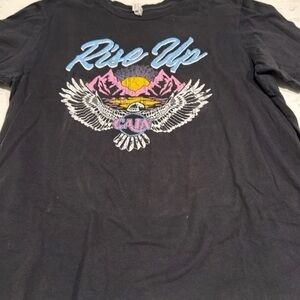 Black Graphic Tee with Colorful Design